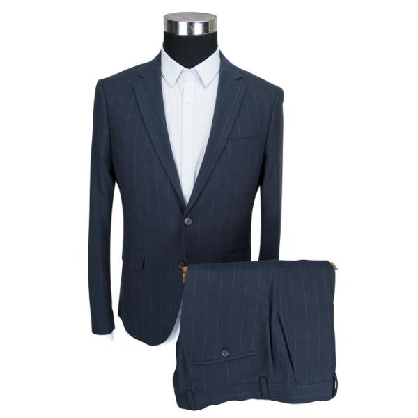 Business Fashion Mens 2 Piece Suit Adults Office Worker Dark Grey Stripe