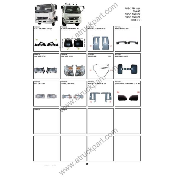 Chrome Front Grilles Narrow for FUSO FM1524 FM65F FN2524 FN2527 2008 Truck Body Parts