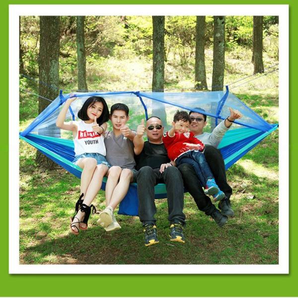 Fabric Mail Packing Y Two Persons Portable Camping Hammock with Mosquito Net Outdoor Folding Hanging Bed Chairs for Hiking