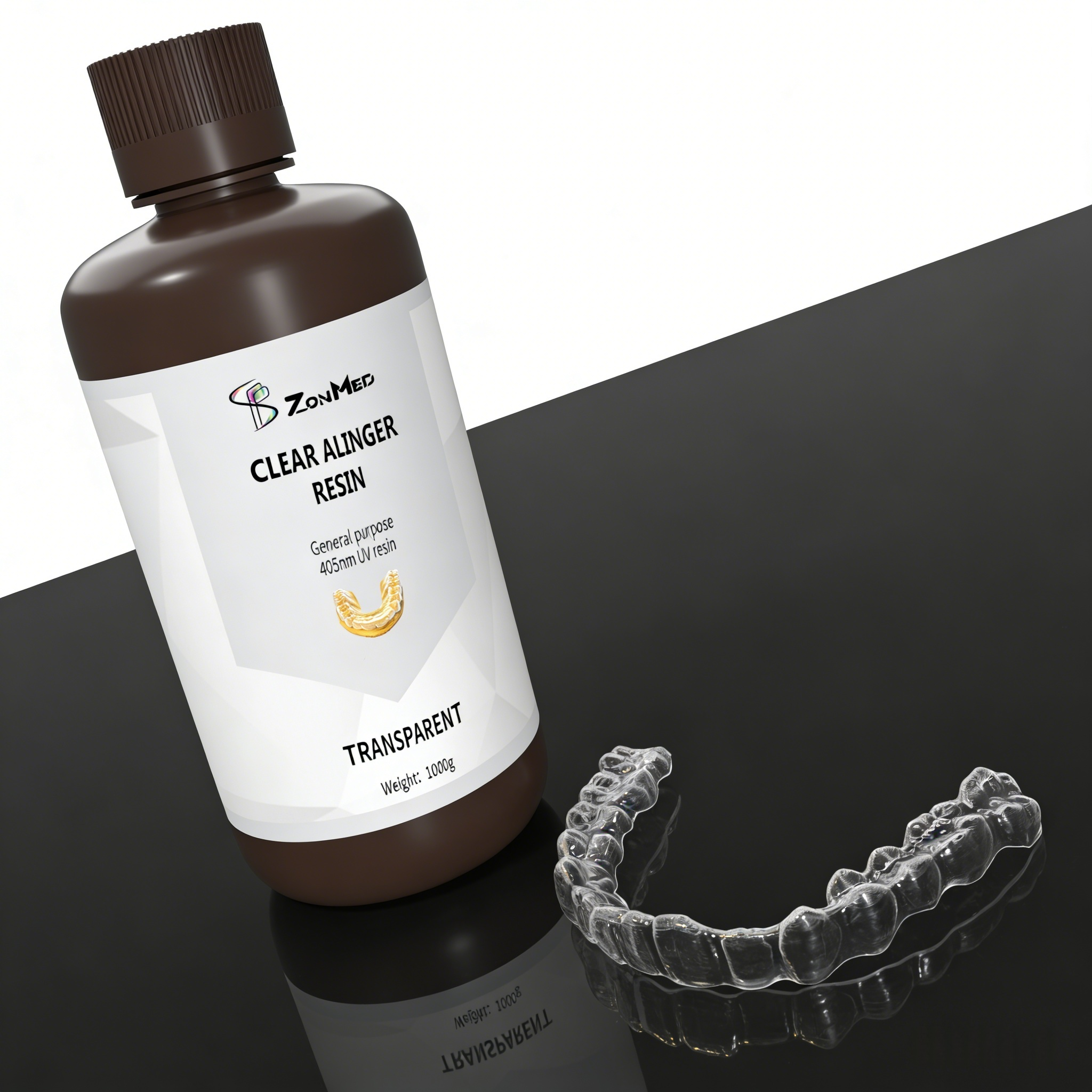 High Flexibility clear aligner 3D resin combining above average elongation at break ideal for custom orthodontic aligners