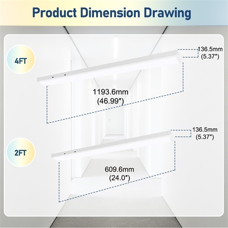 2FT 4FT LED Wrap Around Light Commercial Linear Ceiling Fixture for indoor lighting