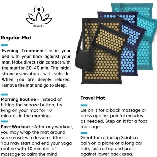 Patent Design Natural Linen Acupressure Mat Foot Shakti Plastic Spikes Massage Acupressure Mat and Pillow Set