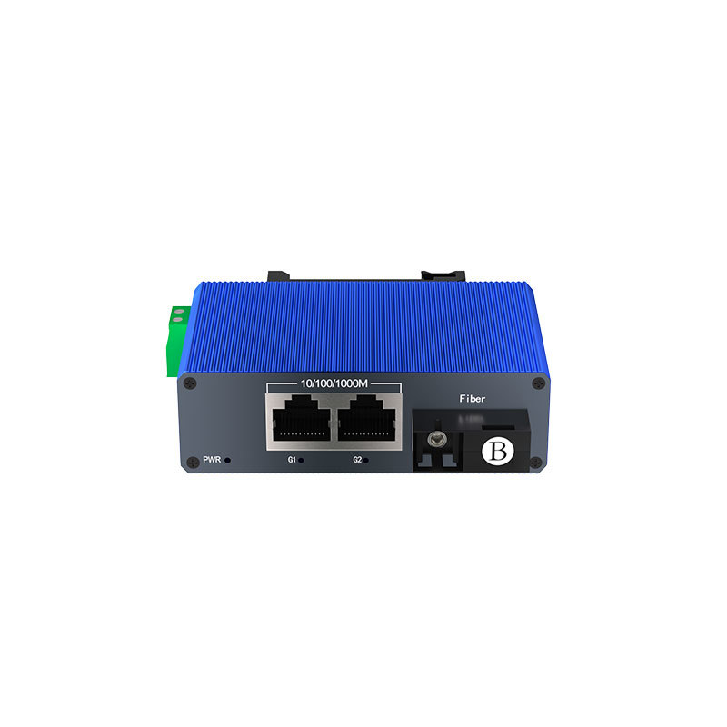 Industrial Mini Gigabit Fiber Ethernet Switch 1 Fiber 2 RJ45 Ports 1000Mbps Network Switch Blue