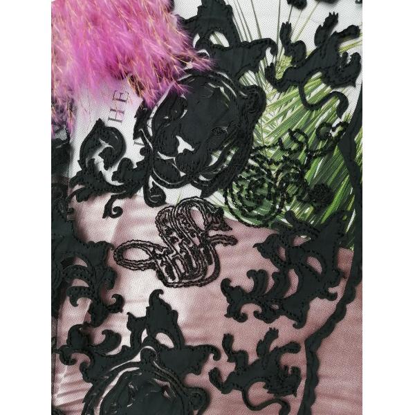 Черный лазер отрезал ткань шнурка вышивки Applique вышитую тканью