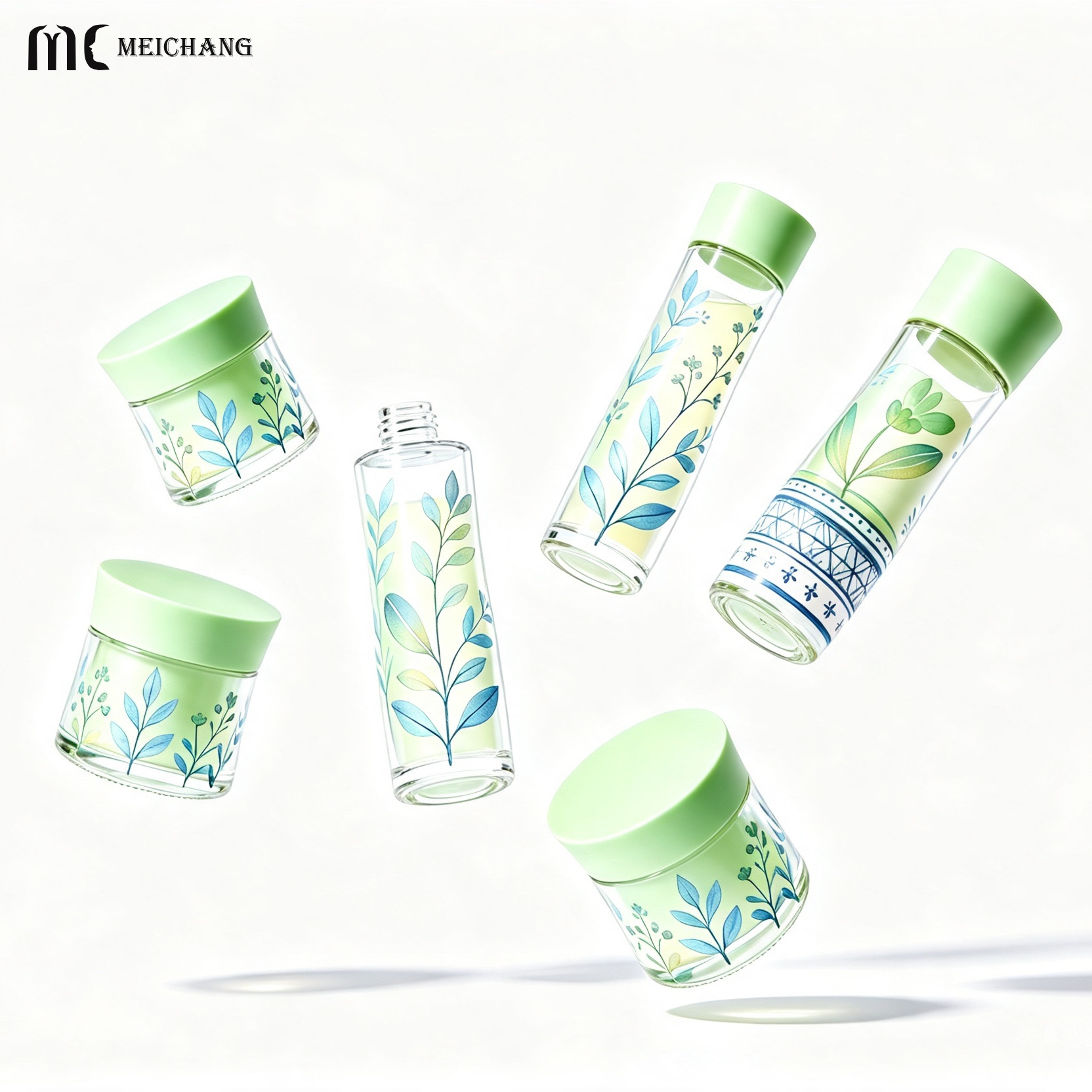 50g/45ml/110ml/145ml Light-Blocking Refillable Glass Skincare Packaging Set – Customizable UV-Protective Cosmetic Bottles & Cream Jar for Sustainable Beauty Brands(MC-327)
