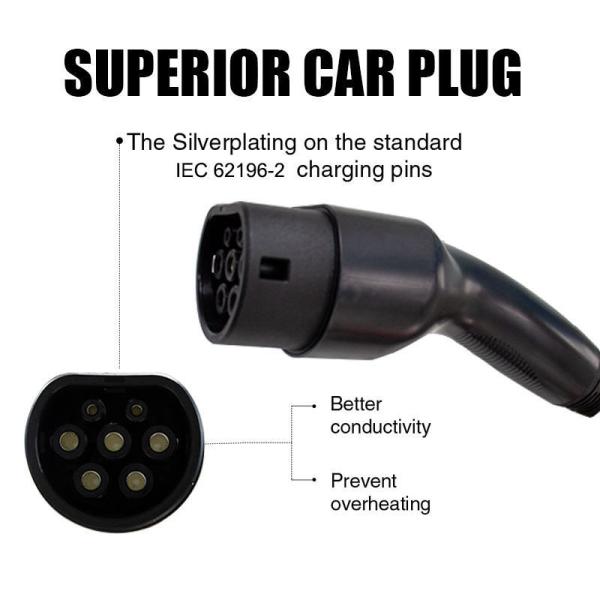 UL94-V0 Flame Class 16A-32A Type 1 to Type 2 EV Charging Cable for Electric Vehicles