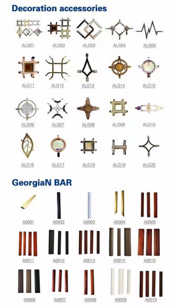 China glass fittings UV proof Plastic Golden Flower Georgian Bar Decoration Bar Insulating Glass