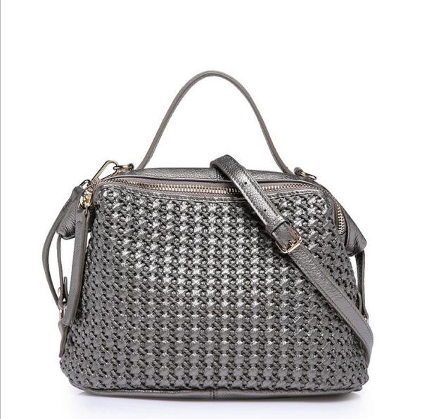 women handbags first layer leather woven  bags designer bucket small handbags
