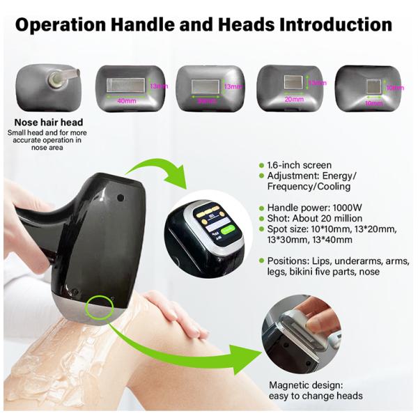 High Quality 7 Languages 5 Heads Diode-Lasersings Hair Removal Machine with Nose Hair Head