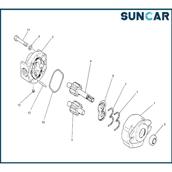 Kobelco 2437U507R100 Gear Pump Seal Kit For Excavator[SK100,SK115,SK120,SK130,SK150,SK160 and more...]