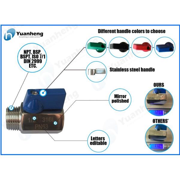 мужчина шарикового клапана 2/1,3/4,1 дюймов мини и ручка -20℃ внешней нарезки голубая | 200℃, ВОГ 1000