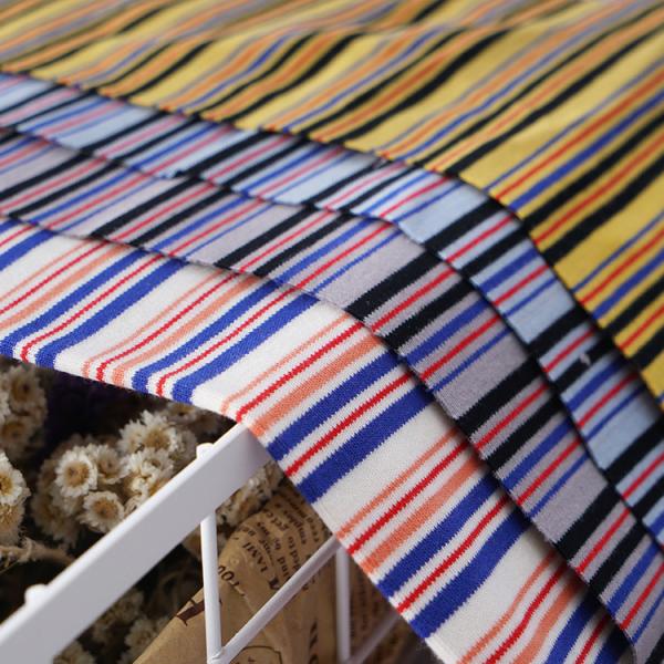 Wear Resistant Double Knit Fabric , Two Sided Glossy Cotton Striped Fabric