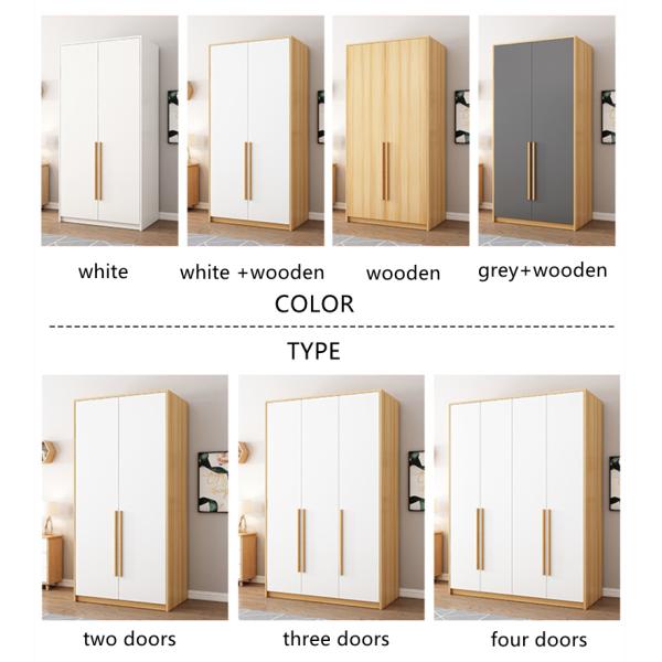 Metal And MDF Solid Wood Wardrobe Closet Wooden Almirah For Bedroom