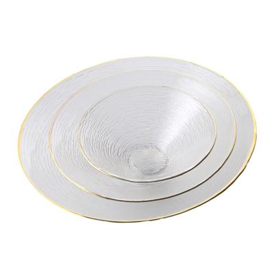 Gold-Edged Textured Glass Plates | Bulk Wholesale | OEM Service | Wedding/Hotel Supply | Fast Fulfillment