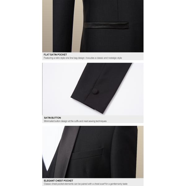 Regular Length Dark Color One-button Gun and Shawl Lapel Silk Collar Men's Business Suits