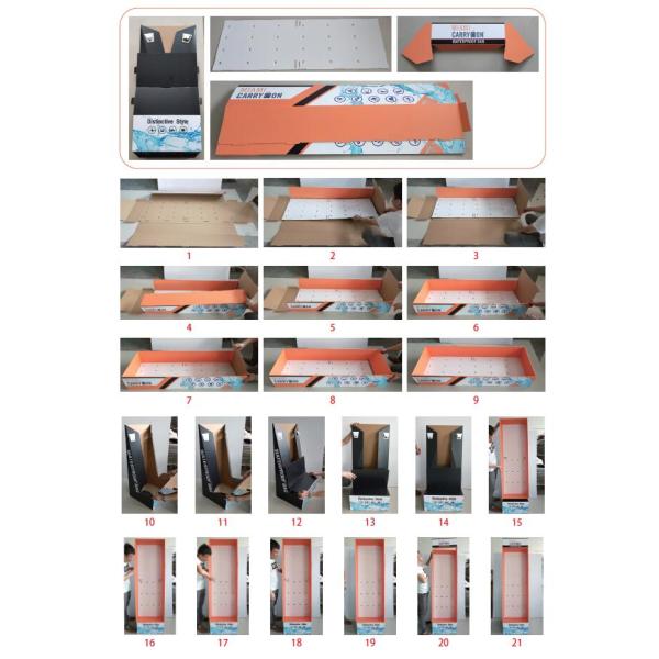 Наклон финиша Матт выставочных витрин пола картона крюков пластмассы назад с водоустойчивой сумкой