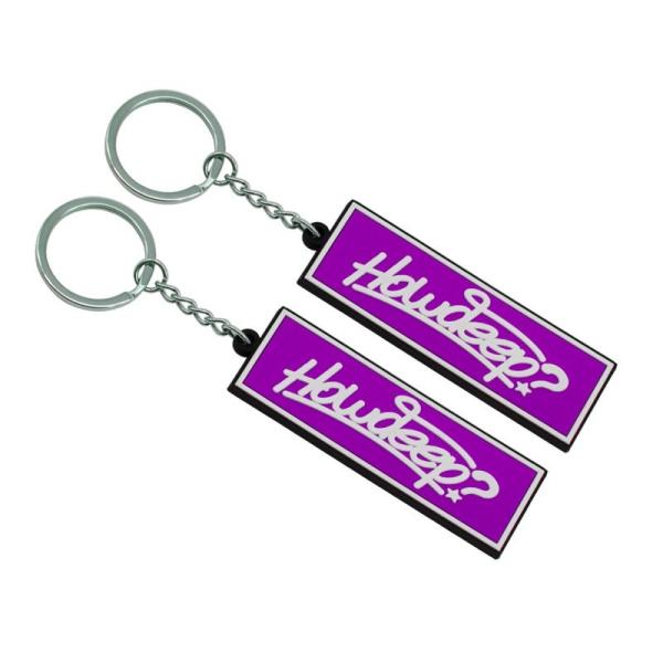 Personalized Promotional Keychain Badge 2D Rubber PVC Debossed Printing