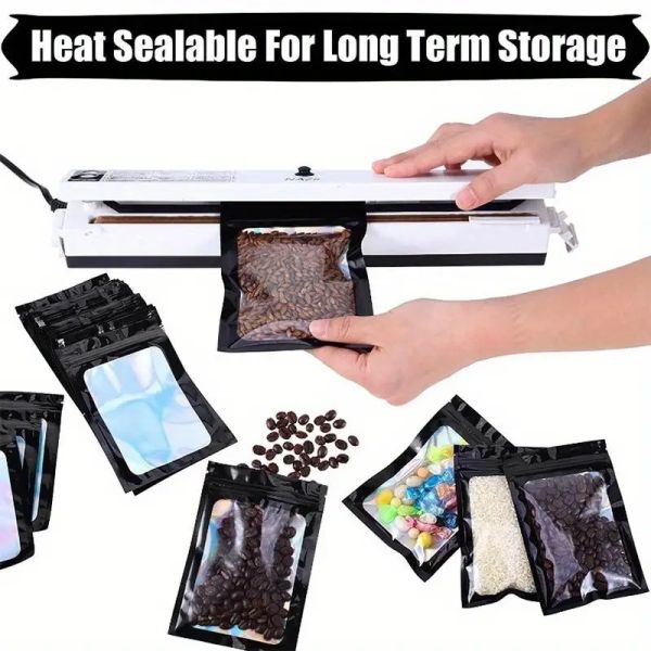 Holographic Aluminium Foil Zipper Bag with Transparent Window Resealable Plastic Small Mylar Bag with Hole