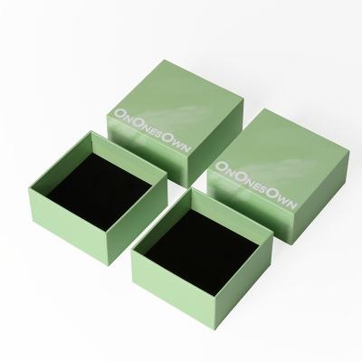 Custom Logo Rigid Paper Cardboard Jewelry Gift Box with Lid and Base Foam Insert