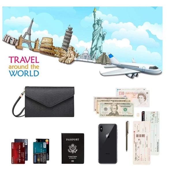 Personalized PU Leather Passport And Phone Holder With Polyester Lining