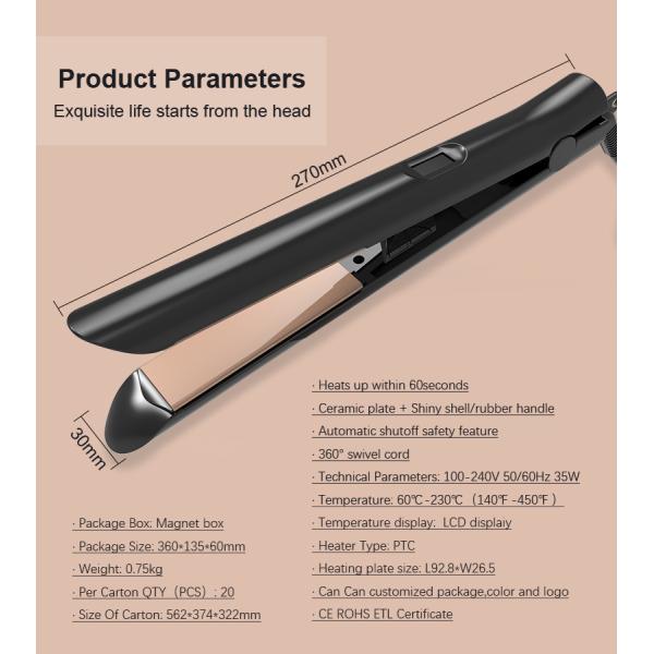 LCD Ceramic Hair Flat Iron With MCH PTC Heater Titanium  Plates