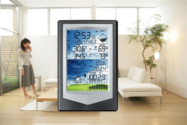 18.5*12.3*2.3cm ホーム 屋外 無線気象ステーション 彩色ディスプレイと気温予報