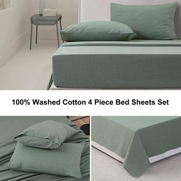 Non-Filling 100% Washed Cotton 4 Piece Bed Sheets for a Relaxing Sleep