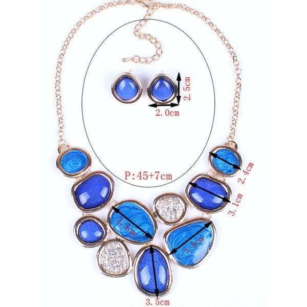 New winter drip resin necklace with rhinestone earrings jewelry