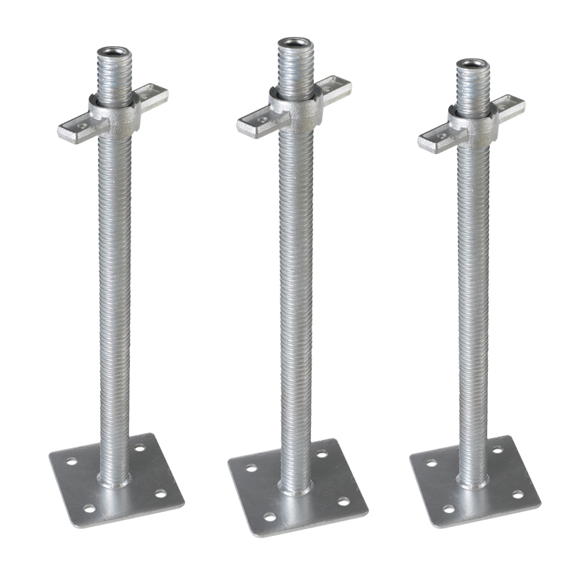 Galvanized Hollow Adjustable Scaffolding Base Jack, Partial‑Thread Steel Screw Base Plate for Ringlock Scaffolding Construction