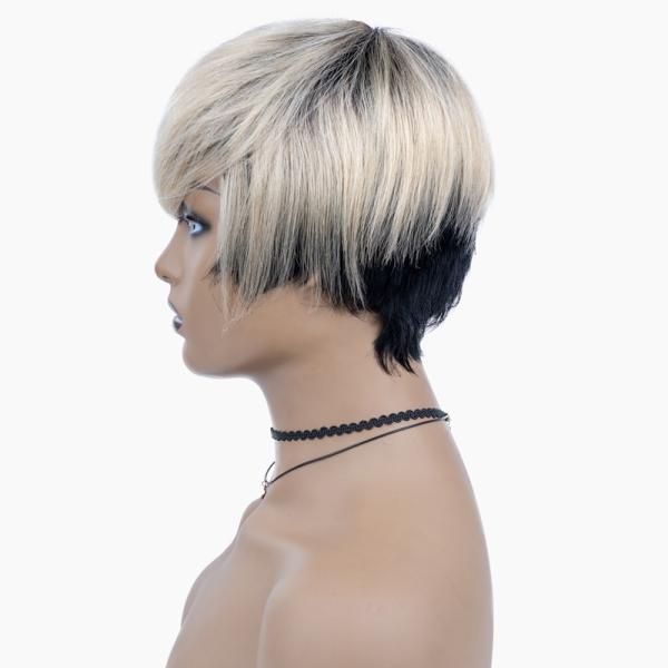 Machine Made Human Hair Wig T1B 613 Blonde Color Short Straight Wigs For Black Women