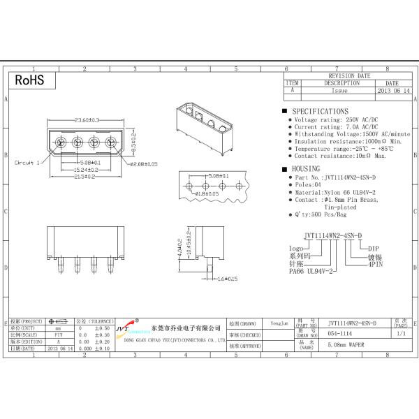4 Cables Power Cable Connectors , Nylon 66 UL94V-2 Housing Male Female Connector