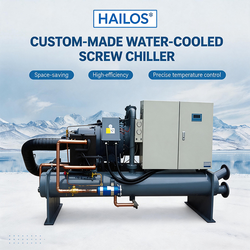 380V Semi Hermetic VFD Industrial Screw Chiller Water Cooled Touchscreen Controller