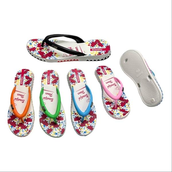 EVA Women Floral Print Flip Flops With Two-tone Strap And Serrated Edge