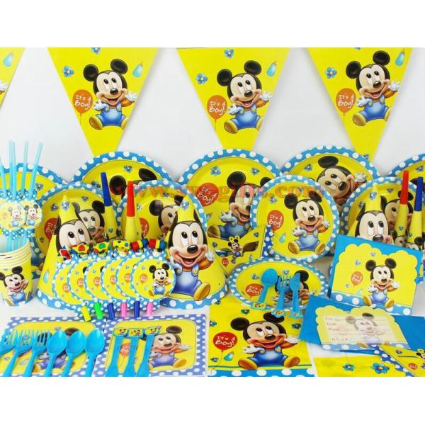Baby Mickey theme Baby birthday party set plate cup&napkin tablecloth favor gift for Kids Event Party Supplies