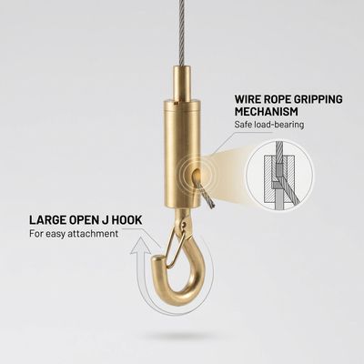 Large Open J Hook Cable Gripper Wire Rope Suspension Kit Hook Grippers for Ceiling Lighting Projects