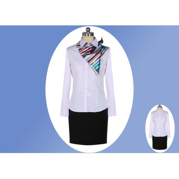 Pink Female Work Uniform Shirts 1 Breast Pocket As Business Office Clothing