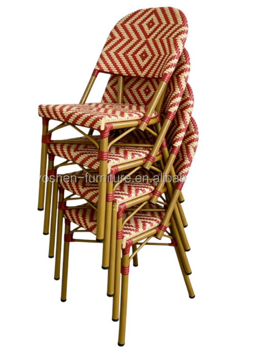 Hot Selling Bamboo Style Chair Resort Deck Rattan Wicker Chair Outdoor Patio Aluminum Dining Chair