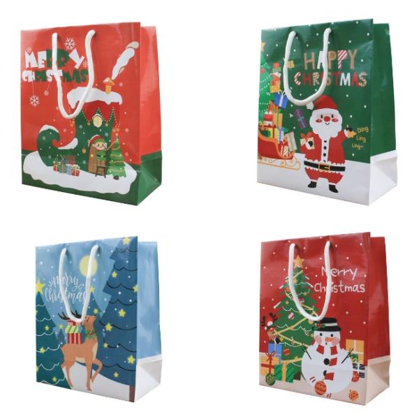 Веселый бумажный мешок 19*9*23cm упаковки еды картона Xmas Санта белый