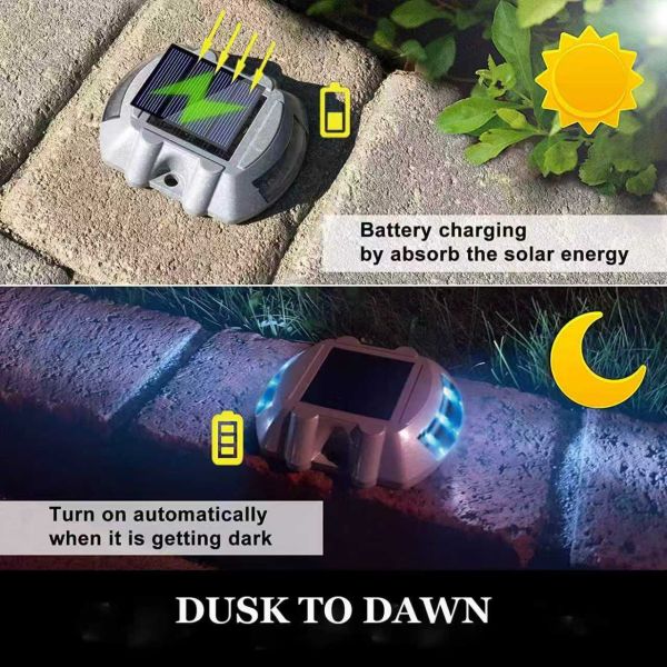 Solar Road Stud Light Outdoor Waterproof Reflective Traffic Warning Auto Charging