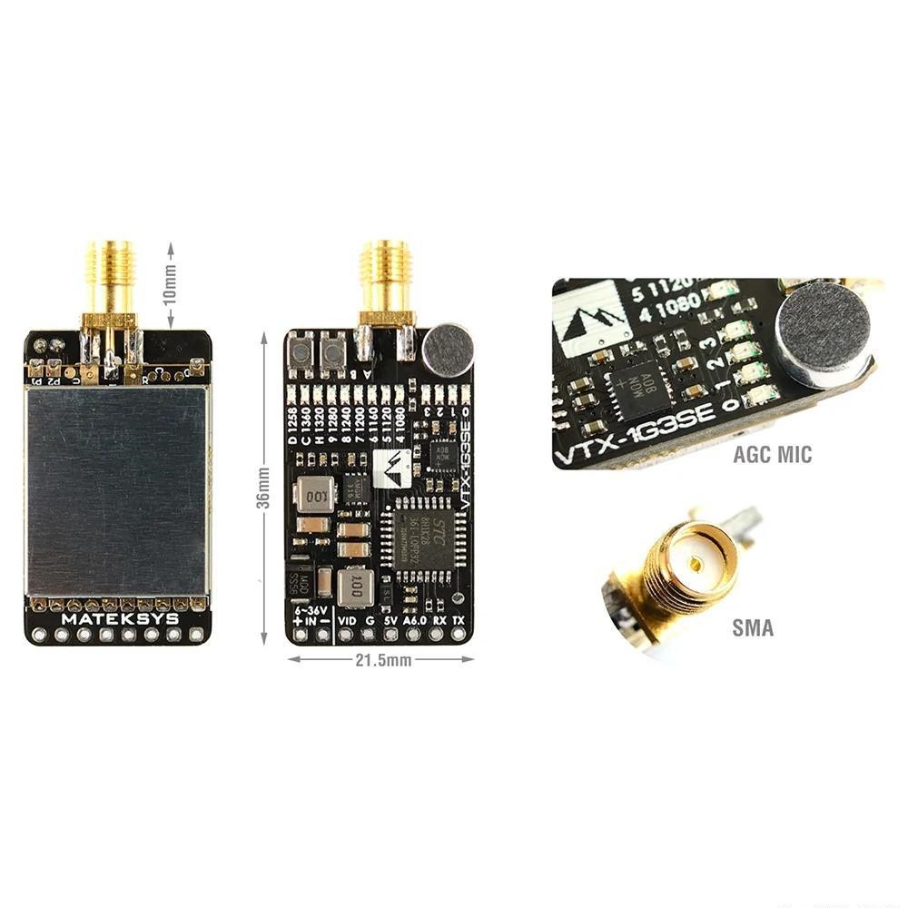 Matek Systems Vtx-1g3se-9 1.2ghz 1.3 9ch Fpv Video Transmitter with Vrx-1g3-V2 9 Wid Band Receiver