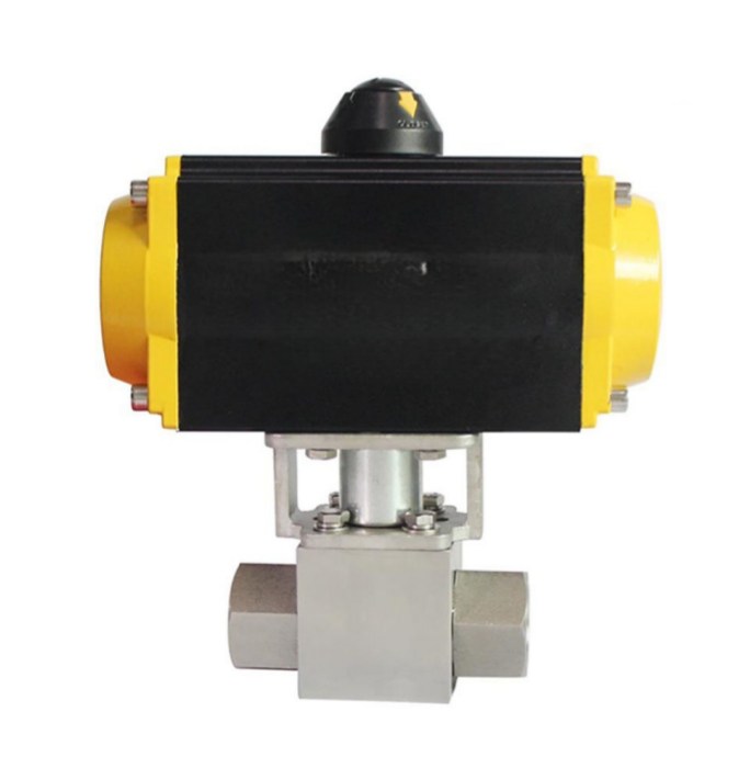 Forged 3 Way Pneumatic Ball Valve High Pressure Stainless Steel NPT BSP Female Thread for Oil Gas Steam