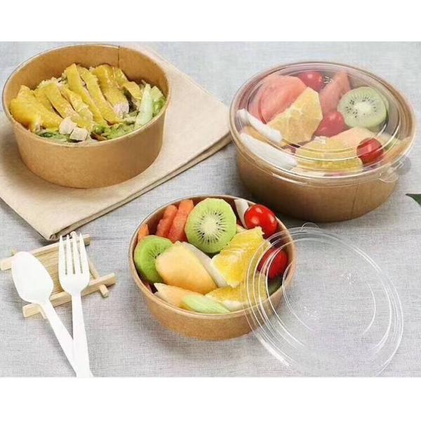 Eco Friendly, Oil Resistant, Salad Soup Rice Noodles Bowl, Bamboo Pulp, Disposable, Kraft Paper Bowl Lid