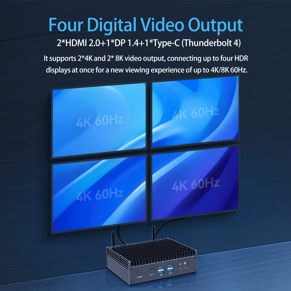 Dual Ethernet DDR4 без вентилятора Intel Mini PC I5 I7 I9 12-е поколение
