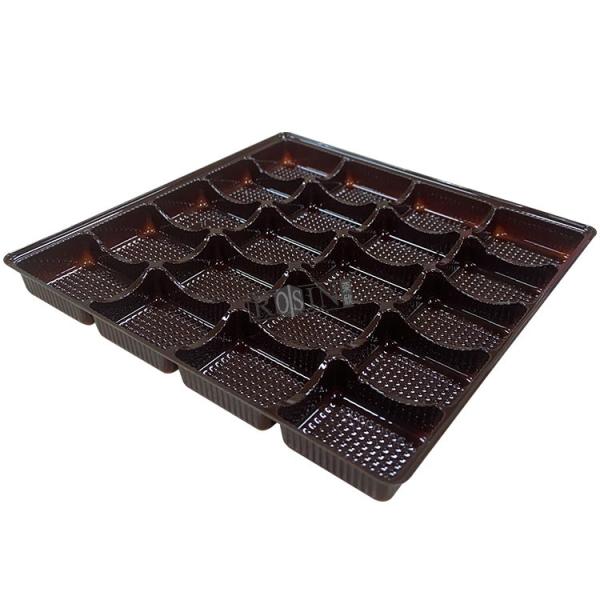 Custom 20 Cavity Plastic Chocolate Packaging Brown Chocolate Plastic Tray Packaging