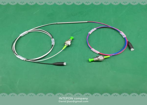 Fiber coupler, 1310nm &1550nm, 1x2 port, dual window, non-standard connector, 1m fiber length.