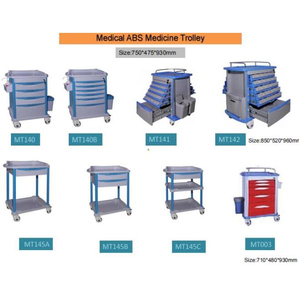 Two Shelves Clinical Emergency Nurse Medical Trolley Cart For Hospital Patient Room