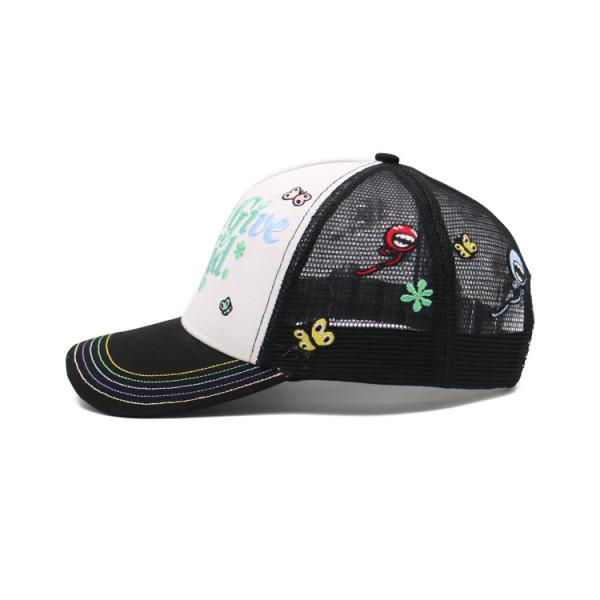 Custom 5 Panel Trucker Cap 3d Puff Embroidery Patch Logo Mesh Snap Back Truck Cap