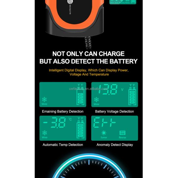 12V 10A Pulse Repair Smart Fast Charger Lead-Acid Battery Charger for Auto Motorcycle ABS Material Performance Charger