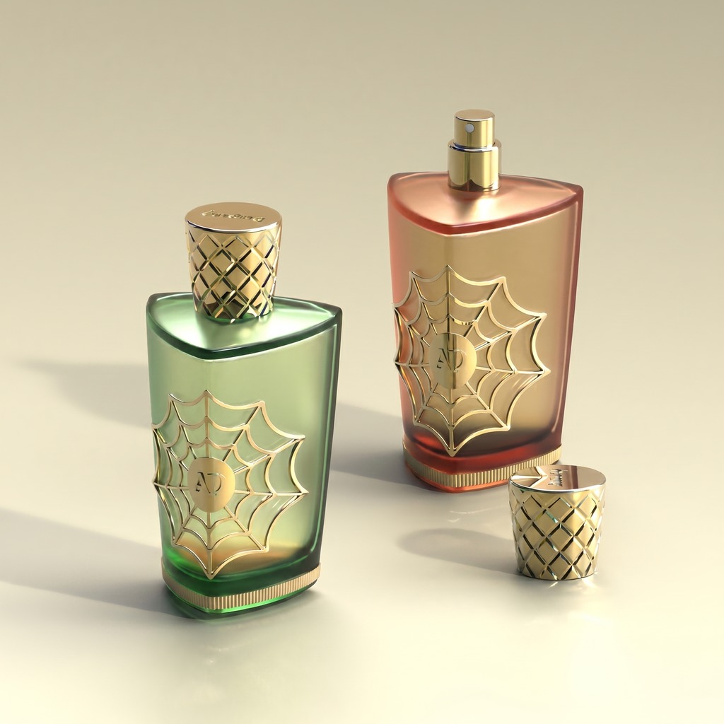 100ml Glass Perfume Bottles Empty Unique Spray Triangle Spider Web Metal Cap