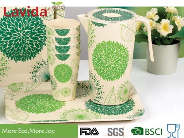 Green Color Bamboo Fiber Dinnerware , Waterproof Non - Odor Bamboo Fiber Dishes